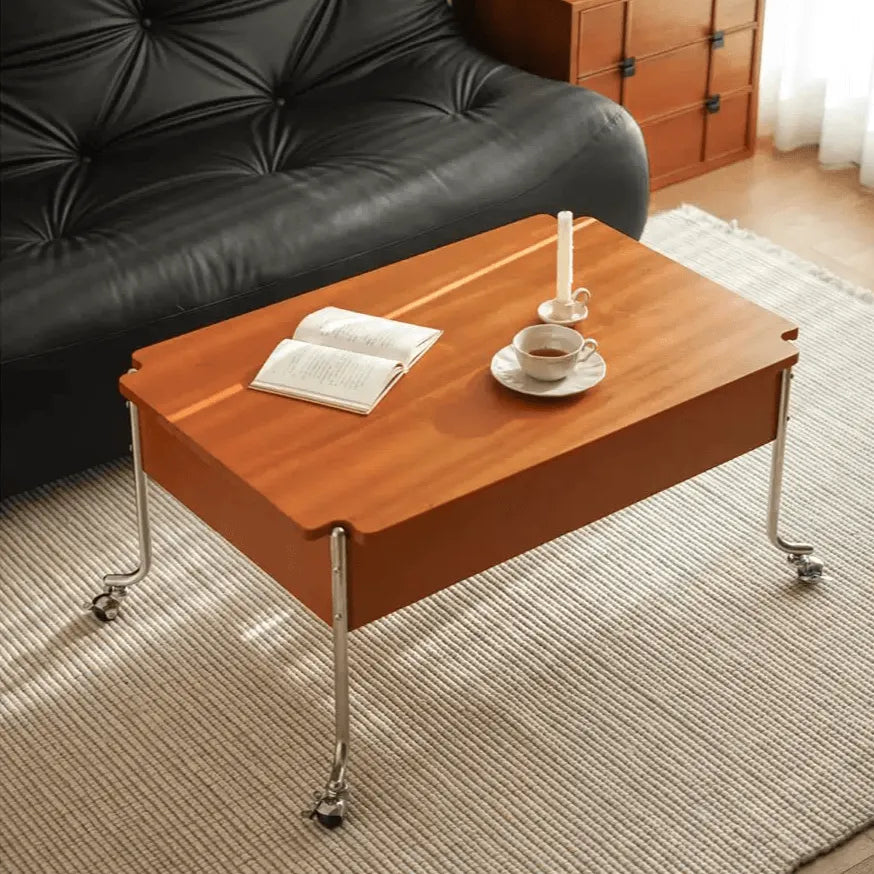 Vintage Wood Lift Top Coffee Table With Metal Frame and Hidden Storage