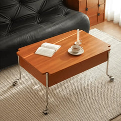 Vintage Wood Lift Top Coffee Table With Metal Frame and Hidden Storage