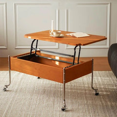 Vintage Wood Lift Top Coffee Table With Metal Frame and Hidden Storage