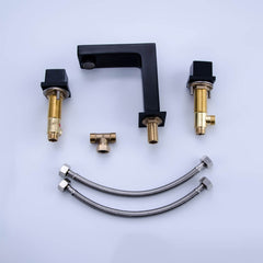 Vland Widespread Bathroom Faucet in Matte Black with Brass Construction