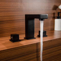 Vland Widespread Bathroom Faucet in Matte Black with Brass Construction