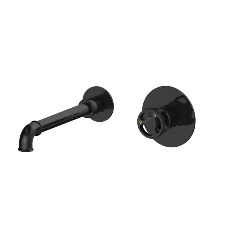Wall Mount Bathroom Faucet in Matte Black with Industrial Design