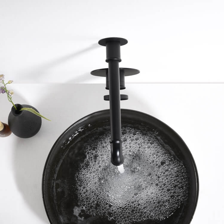 Wall Mount Bathroom Faucet in Matte Black with Industrial Design