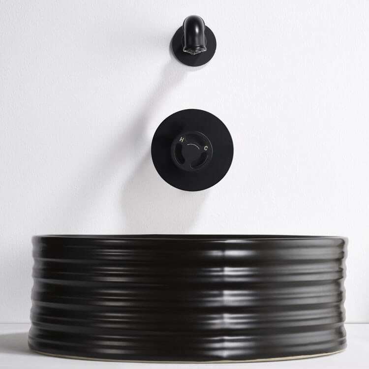 Wall Mount Bathroom Faucet in Matte Black with Industrial Design