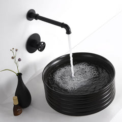 Wall Mount Bathroom Faucet in Matte Black with Industrial Design