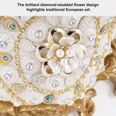 Wall Mount Resin Vase in White and Gold Traditional Style