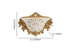 Wall Mount Resin Vase in White and Gold Traditional Style Dimensions