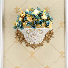 Wall Mount Resin Vase in White and Gold Traditional Style Main Product Image