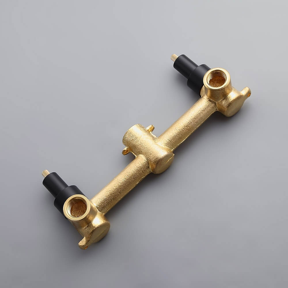 Wall Mounted Brass Bathroom Faucet with Cross Handles and Matte Black Finish