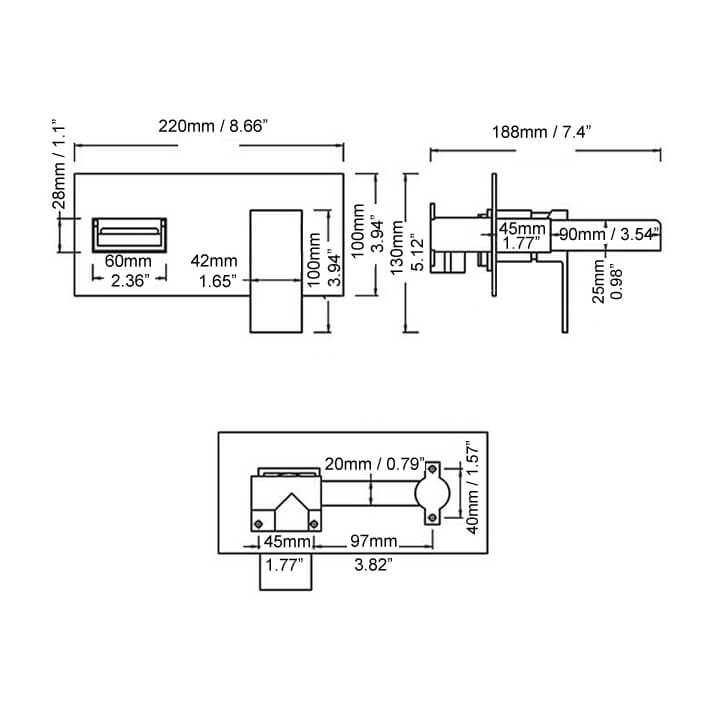 Wall Mounted Modern Bathroom Faucet with Waterfall Spout