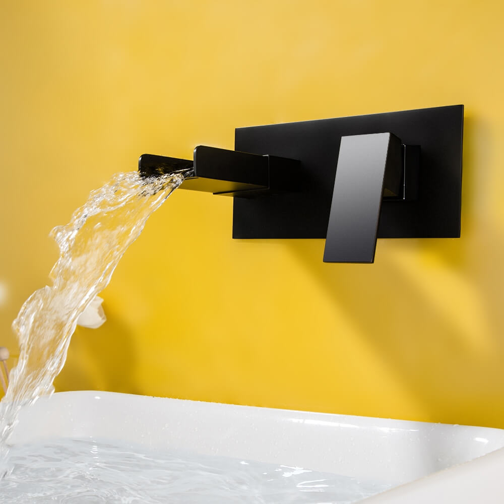 Wall Mounted Modern Bathroom Faucet with Waterfall Spout