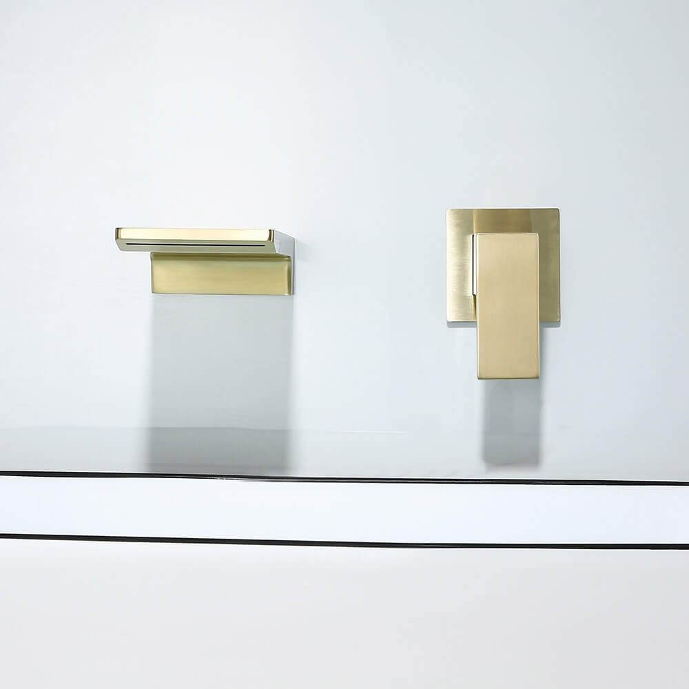Wall Mounted Modern Brass Bathroom Faucet with Waterfall Spout