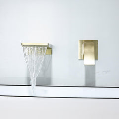 Wall Mounted Modern Brass Bathroom Faucet with Waterfall Spout