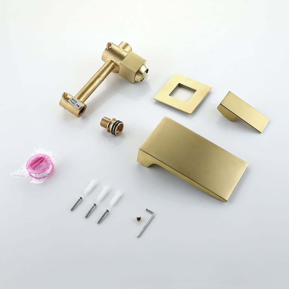 Wall Mounted Modern Brass Bathroom Faucet with Waterfall Spout