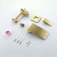 Wall Mounted Modern Brass Bathroom Faucet with Waterfall Spout
