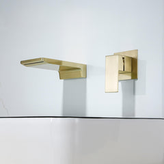 Wall Mounted Modern Brass Bathroom Faucet with Waterfall Spout
