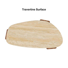 Walnut Ash Wood Modern Outdoor Coffee Table with Travertine Top