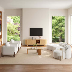 Walnut Ash Wood Modern Outdoor Coffee Table with Travertine Top