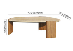 Walnut Ash Wood Modern Outdoor Coffee Table with Travertine Top Dimensions