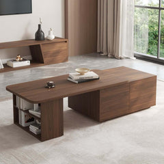Walnut Japandi Lift-Top Coffee Table With Storage