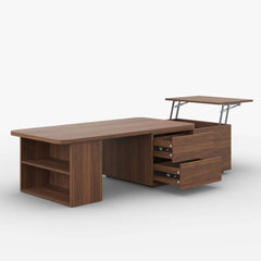 Walnut Japandi Lift-Top Coffee Table With Storage