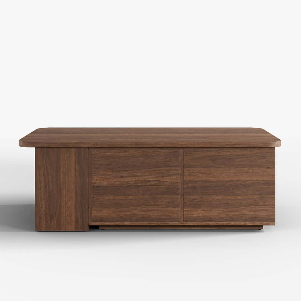 Walnut Japandi Lift-Top Coffee Table With Storage