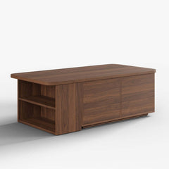 Walnut Japandi Lift-Top Coffee Table With Storage