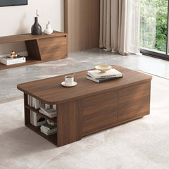 Walnut Japandi Lift-Top Coffee Table With Storage