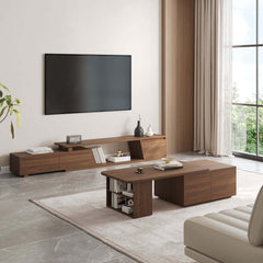 Walnut Japandi Lift-Top Coffee Table With Storage