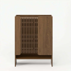 Walnut Japandi Style Freestanding Shoe Cabinet with Storage