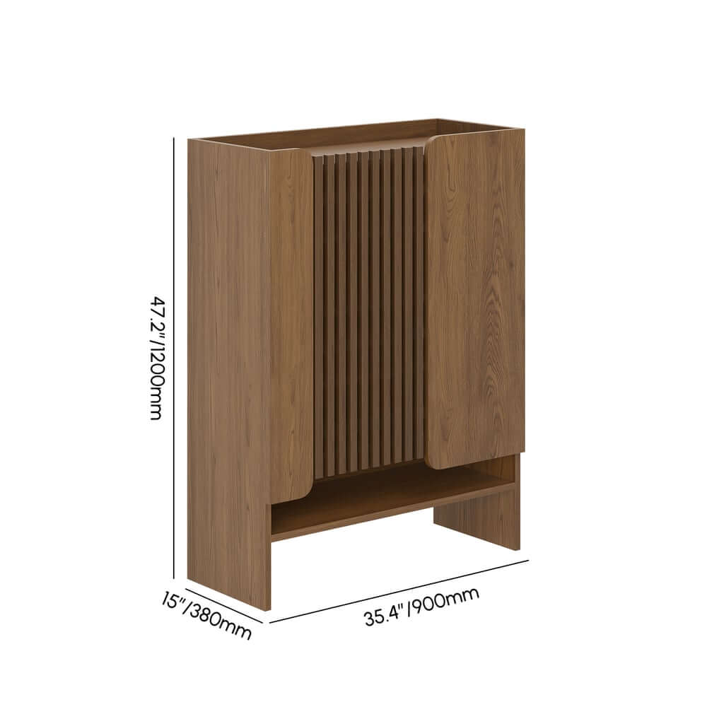 Walnut Japandi Style Freestanding Shoe Cabinet with Storage Dimensions