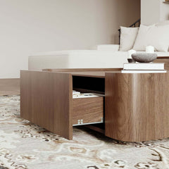 Walnut Mid-Century Modern Coffee Table With Drawers