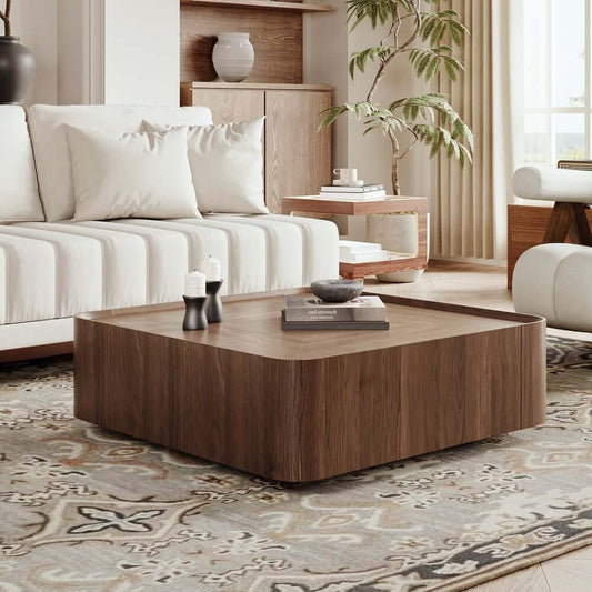 Walnut Mid-Century Modern Coffee Table With Drawers Main Product Image