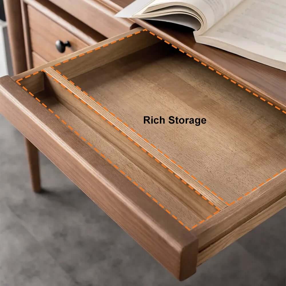 Walnut Mid-Century Modern Writing Desk with 3 Drawers