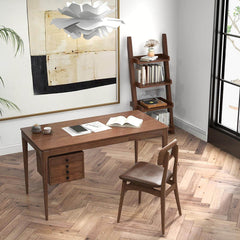 Walnut Mid-Century Modern Writing Desk with 3 Drawers