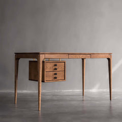 Walnut Mid-Century Modern Writing Desk with 3 Drawers