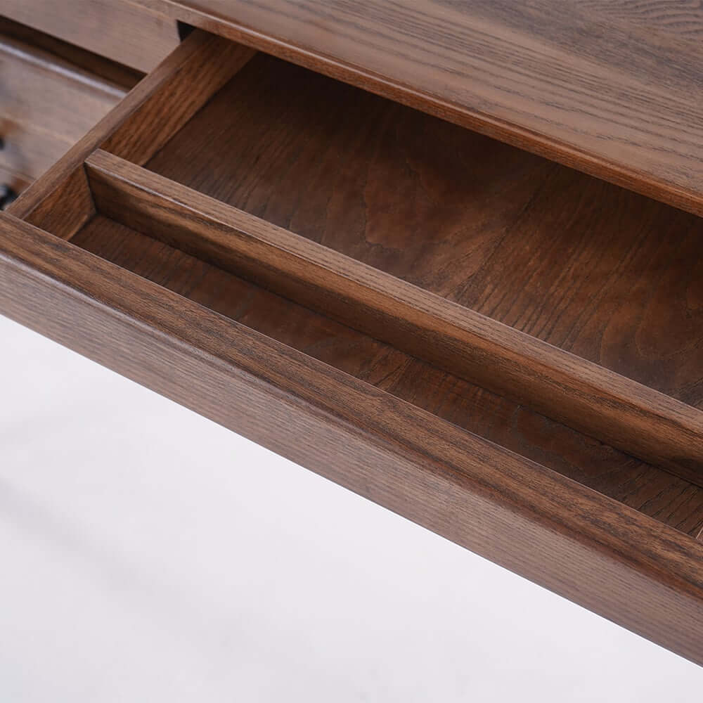 Walnut Mid-Century Modern Writing Desk with 3 Drawers