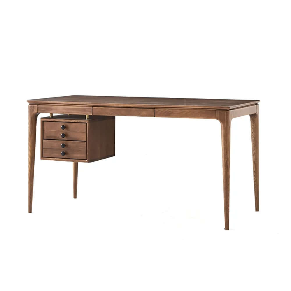 Walnut Mid-Century Modern Writing Desk with 3 Drawers