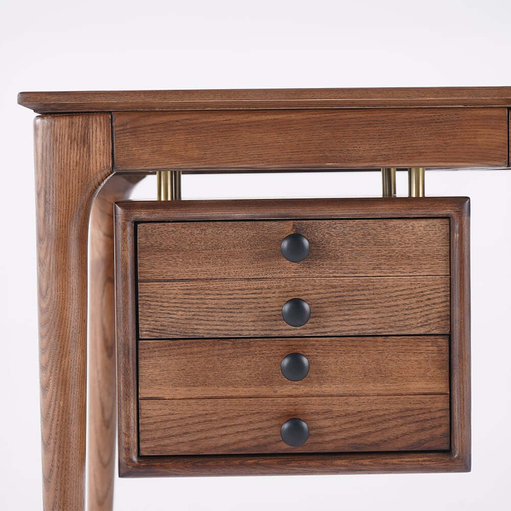 Walnut Mid-Century Modern Writing Desk with 3 Drawers