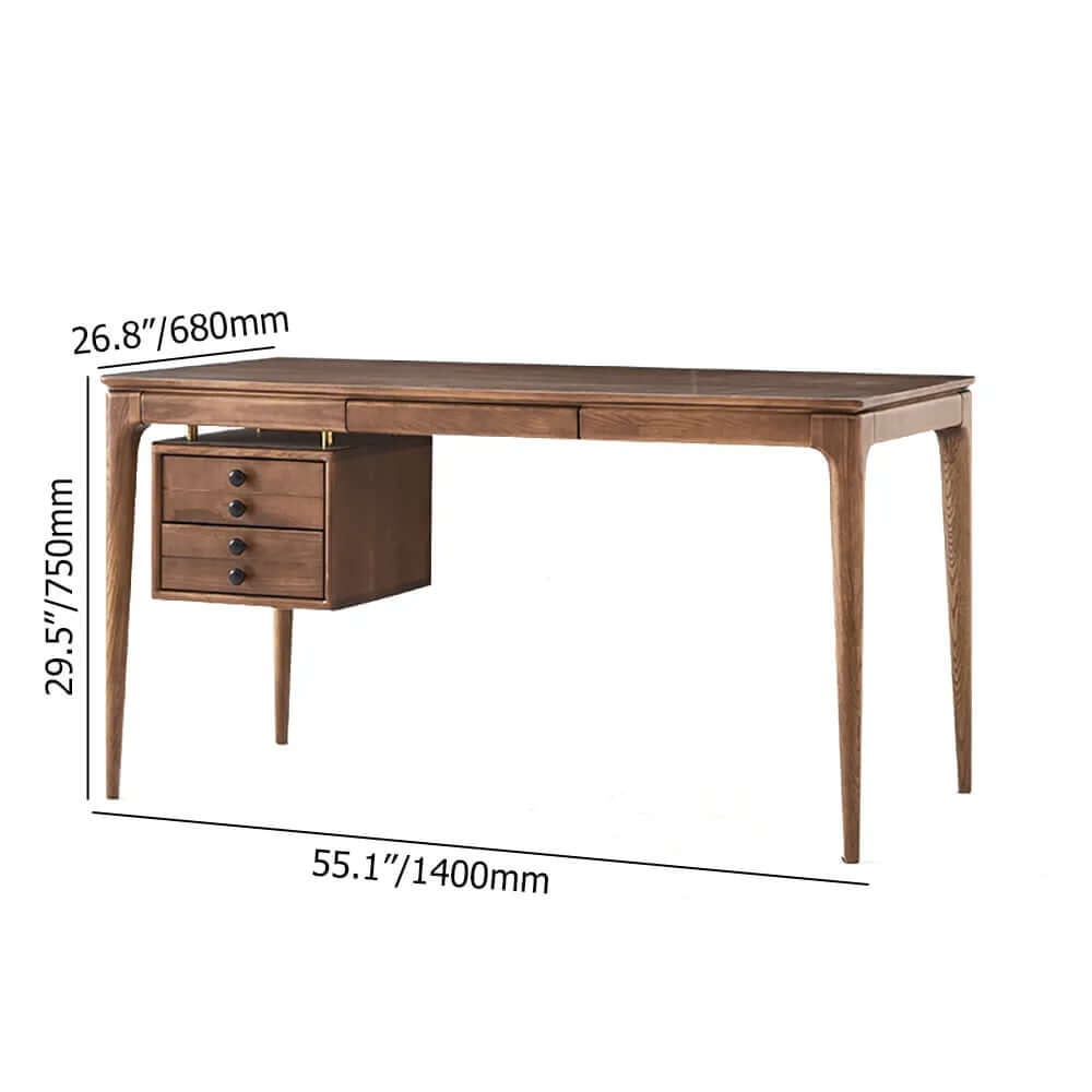 Walnut Mid-Century Modern Writing Desk with 3 Drawers Dimensions
