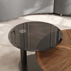 Walnut Modern Round Nesting Coffee Table Set
