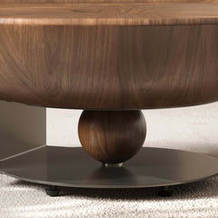 Walnut Modern Round Nesting Coffee Table Set
