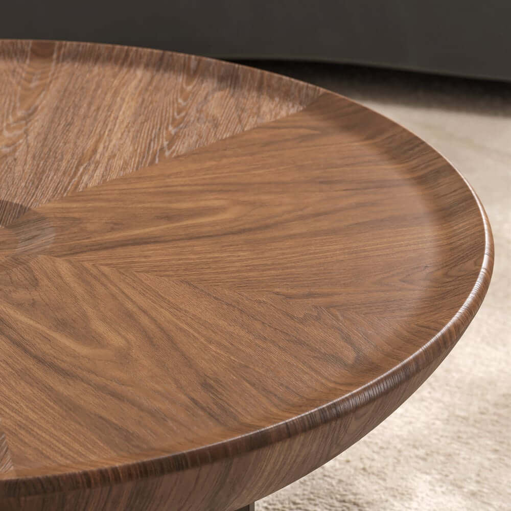 Walnut Modern Round Nesting Coffee Table Set
