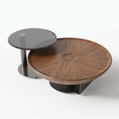 Walnut Modern Round Nesting Coffee Table Set