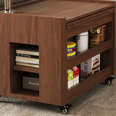 Walnut Rectangular Coffee Table With Rotatable Base