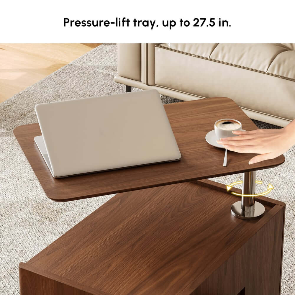 Walnut Rectangular Coffee Table With Rotatable Base