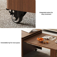 Walnut Rectangular Coffee Table With Rotatable Base