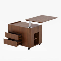 Walnut Rectangular Coffee Table With Rotatable Base