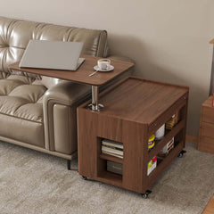 Walnut Rectangular Coffee Table With Rotatable Base
