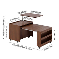 Walnut Rectangular Coffee Table With Rotatable Base Dimensions